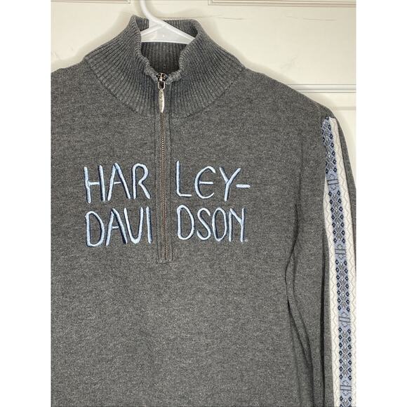 Harley Davidson Women's 1/4 Zip Gray Sweater Sz XL Cotton Motorcycles Logo Biker - Picture 4 of 12